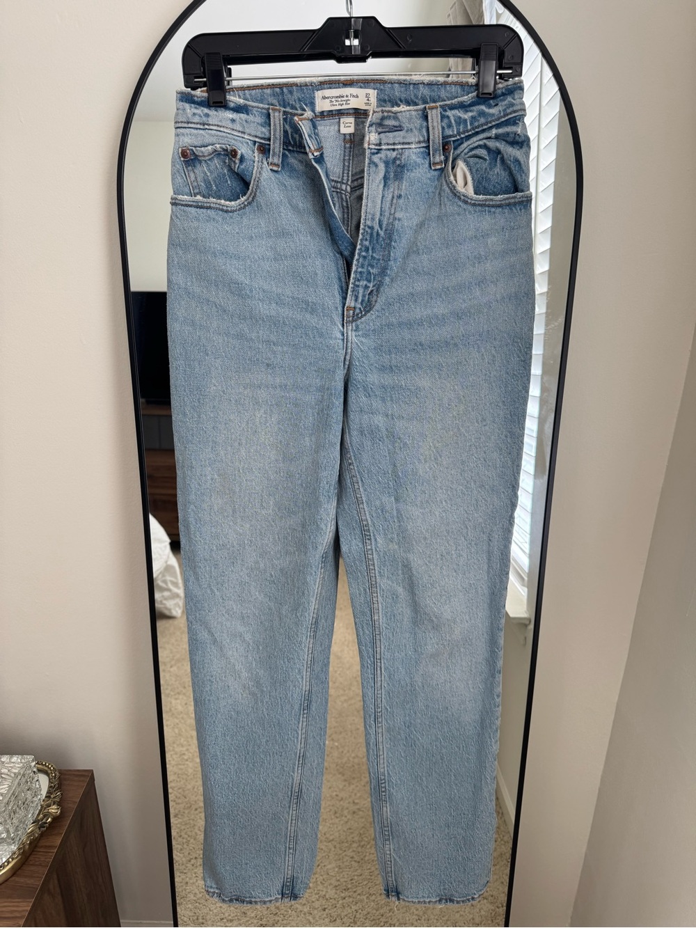 Abercrombie & Fitch Light Blue High-Rise Straight Leg Jeans